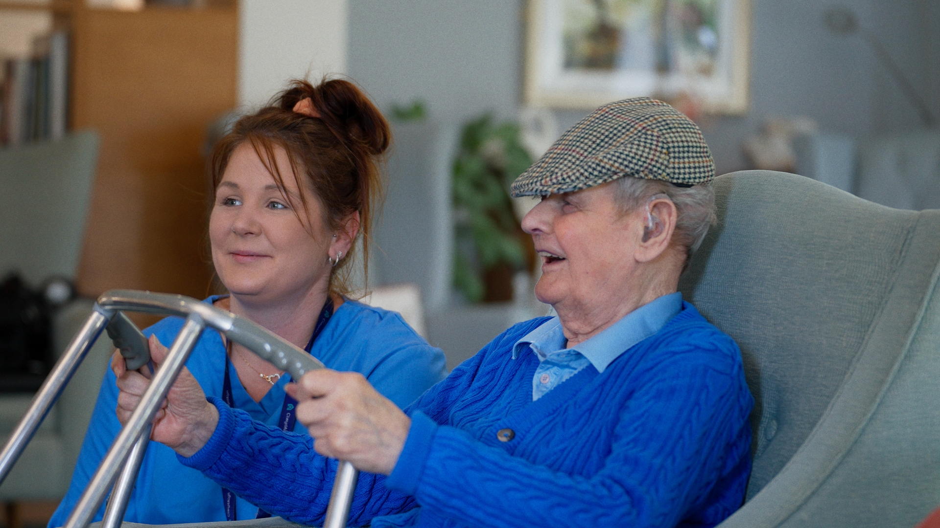 resident at Chirk Court Care Home in the lounge