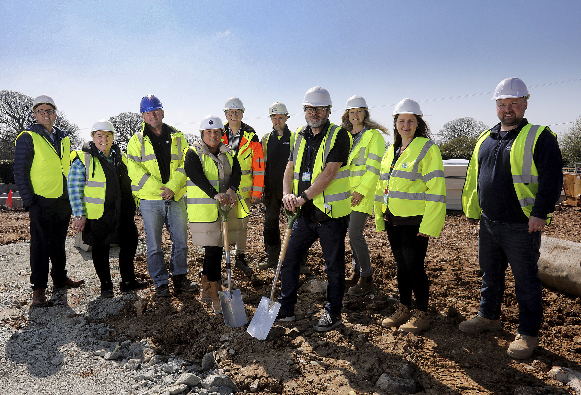 Breaking ground at Bryn Glas Estate, Brynsiencyn, Anlgesey