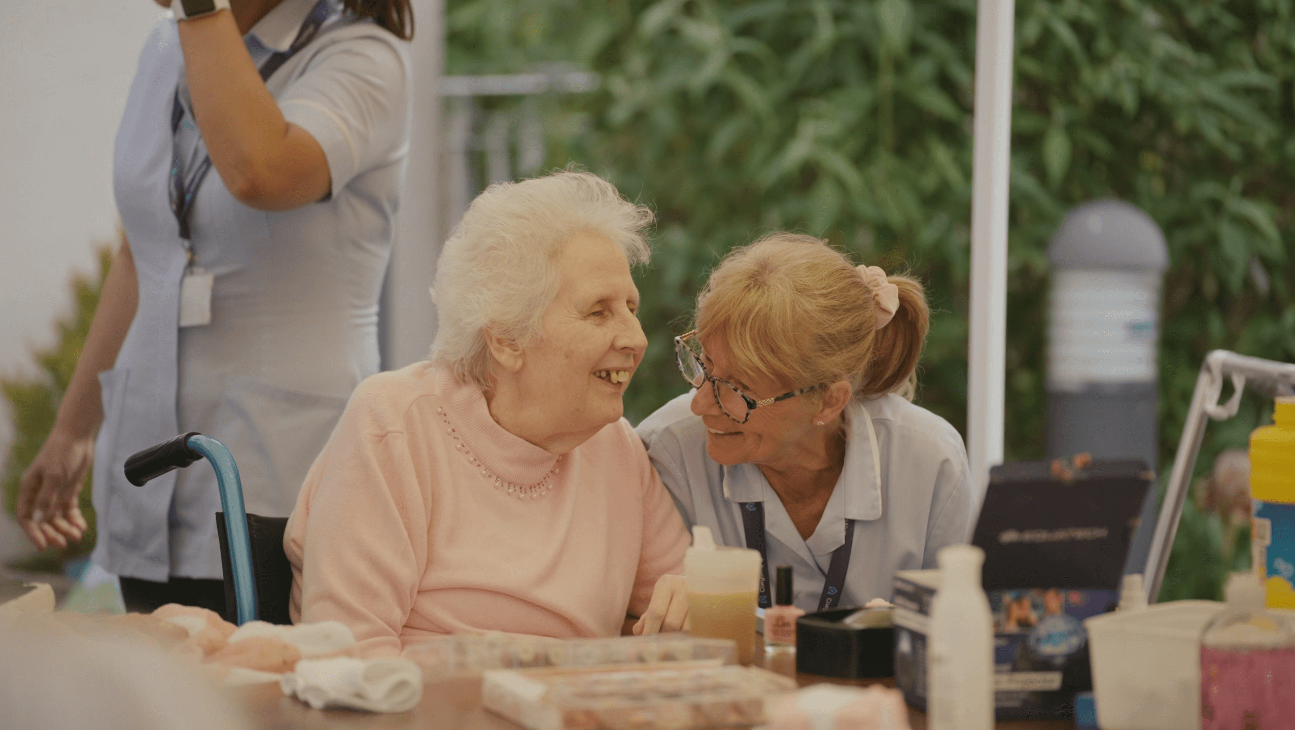 Resident and staff