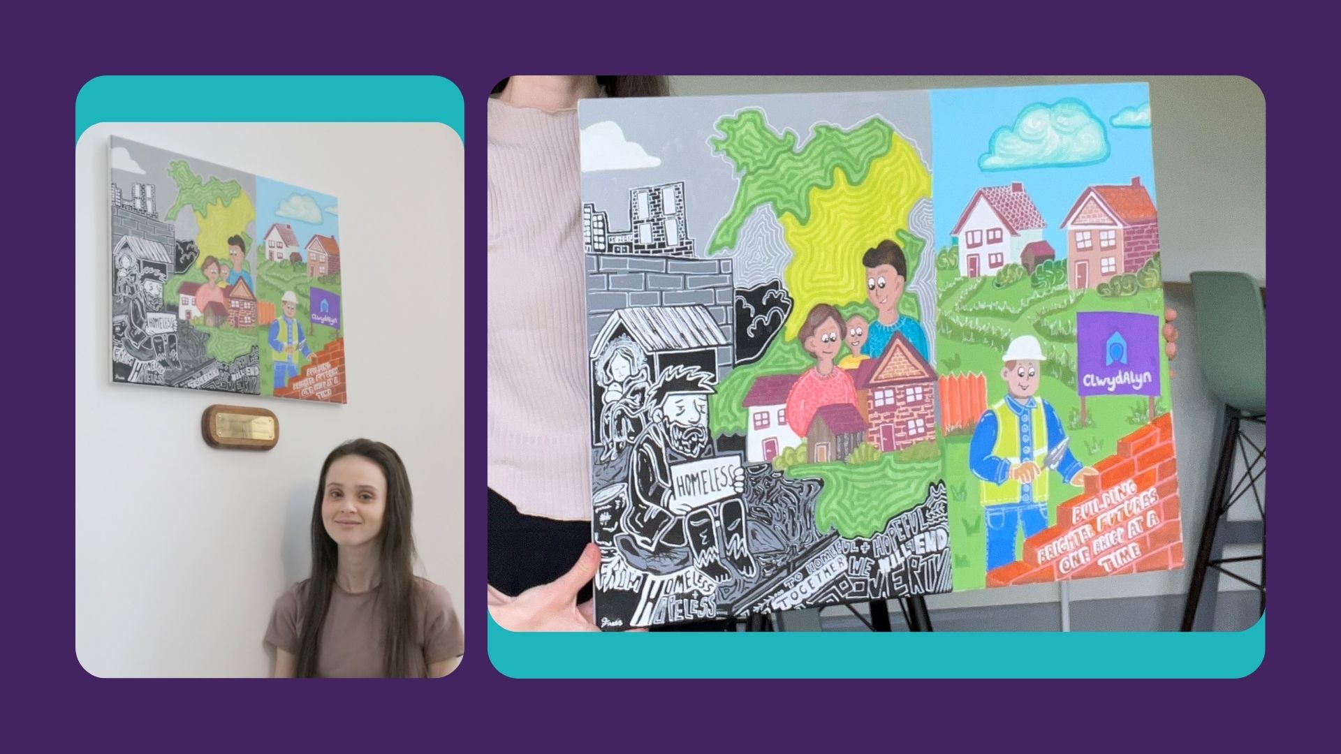 Young Artist Creates Thought-Provoking Painting on the Theme of Homelessness